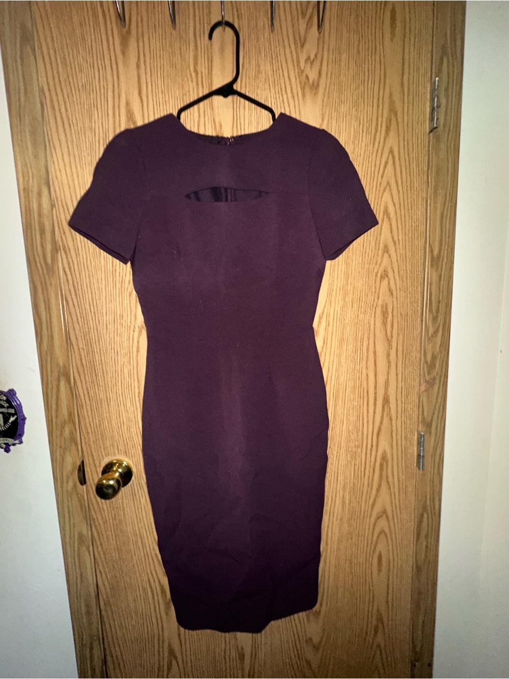 Structured Short-Sleeve Midi Dress in Plum